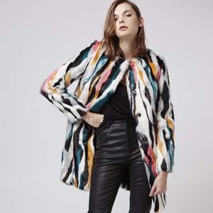 TOPSHOP Multicolor Faux Fur Coat US6